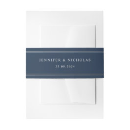 Modern Elegant Navy Blue Wedding Einladungsbanderole