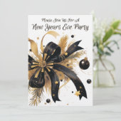 Modern Elegant New Years Eve Party Gold and Black Einladung (Stehend Vorderseite)
