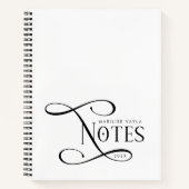 Modern Elegant Notes Personalized Black White Notizblock (Vorderseite)