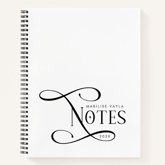 Modern Elegant Notes Personalized Black White Notizblock (Vorderseite)