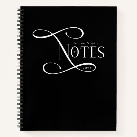 Modern Elegant Notes Personalized Black White Notizblock (Vorderseite)
