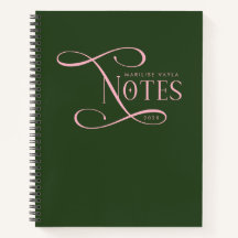 Modern Elegant Notes Personalized Green Pink