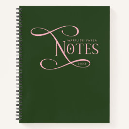 Modern Elegant Notes Personalized Green Pink Notizblock