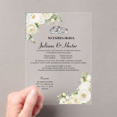 Modern Elegant Nuestra Boda White Floral Wedding Acryleinladungen (Insitu (Handheld))