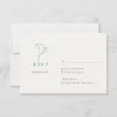 Modern Elegant Outlined Botanical Emerald RSVP Karte (Vorderseite)