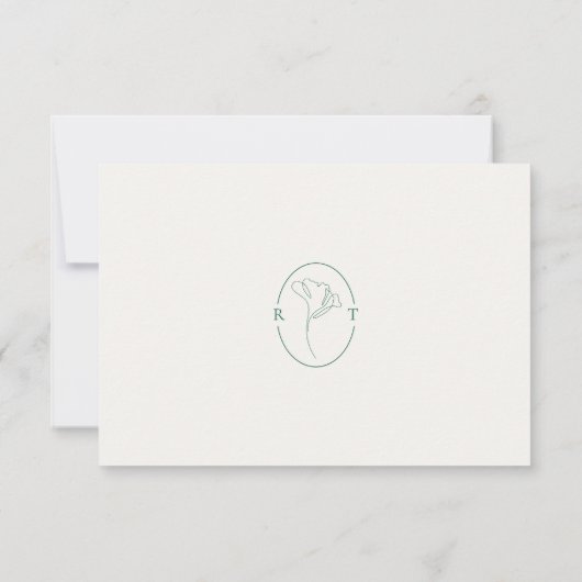 Modern Elegant Outlined Botanical Emerald RSVP Karte (Rückseite)