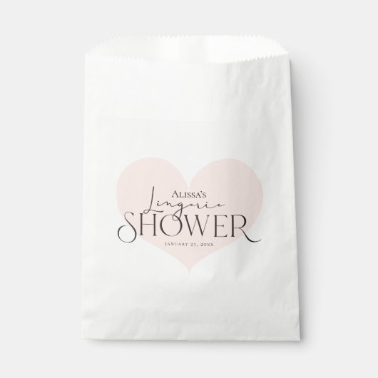 Modern Elegant Peach White Heart Lingerie Shower Geschenktütchen (Vorderseite)