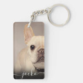 Modern Elegant Personalized Photo and Text  Schlüsselanhänger (Rückseite)