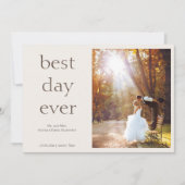 Modern Elegant Photo Best Day Ever Wedding Dankeskarte (Vorderseite)