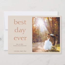 Modern Elegant Photo Best Day Ever Wedding Dankeskarte