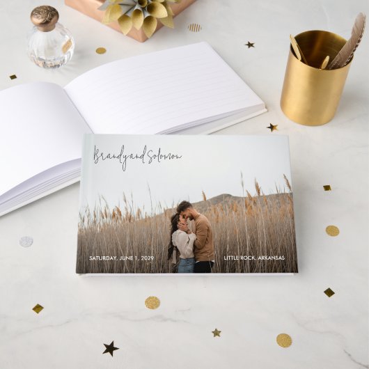 Modern Elegant Photo Wedding Gästebuch (Vorderseite Offen)