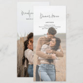 Modern Elegant Photo Wedding Menükarte (Vorne/Hinten)