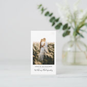 Modern Elegant  Photo Wedding Photography Script Visitenkarte (Stehend Vorderseite)