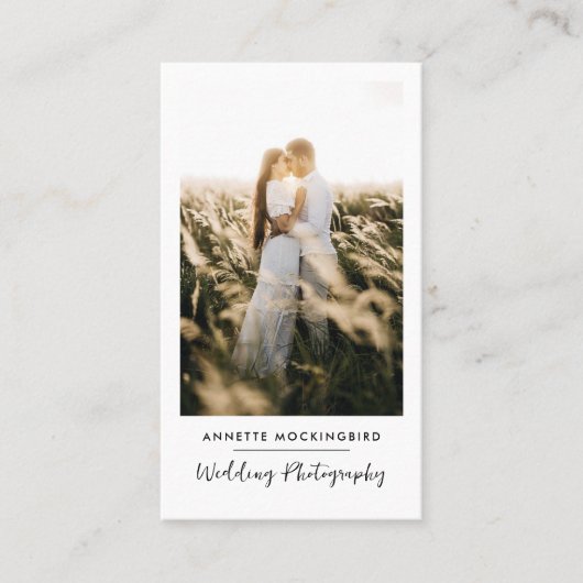 Modern Elegant  Photo Wedding Photography Script Visitenkarte (Vorderseite)