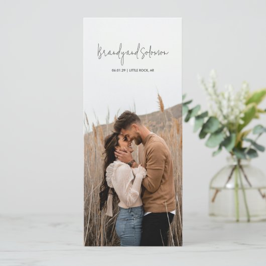 Modern Elegant Photo Wedding Programm (Stehend Vorderseite)