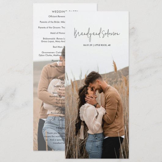 Modern Elegant Photo Wedding Programm (Vorne/Hinten)