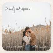 Modern Elegant Photo Wedding Rechteckiger Pappuntersetzer (Vorderseite)