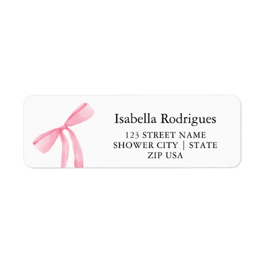 Modern Elegant Pink Bow Return Address (Vorne)