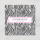 Modern Elegant Pink Zebra Print Custom Quadratische Visitenkarte (Vorderseite)