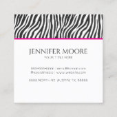 Modern Elegant Pink Zebra Print Custom Quadratische Visitenkarte (Rückseite)