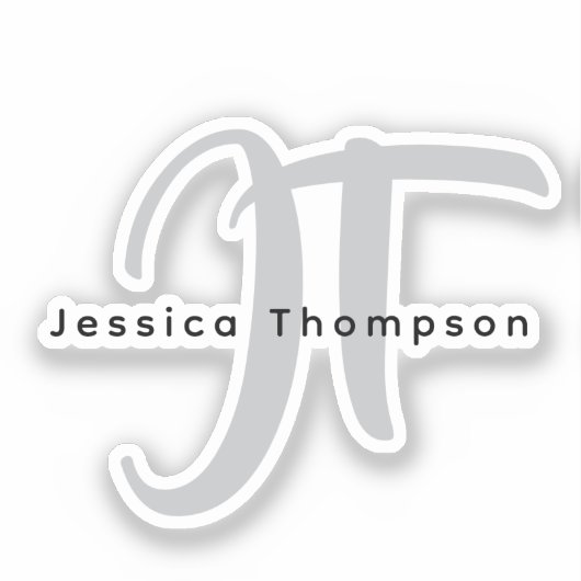 Modern Elegant Plain Professional Name Monogram Aufkleber (Vorderseite)