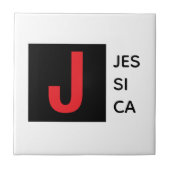 Modern Elegant Plain Professional Name Monogram Fliese (Vorderseite)