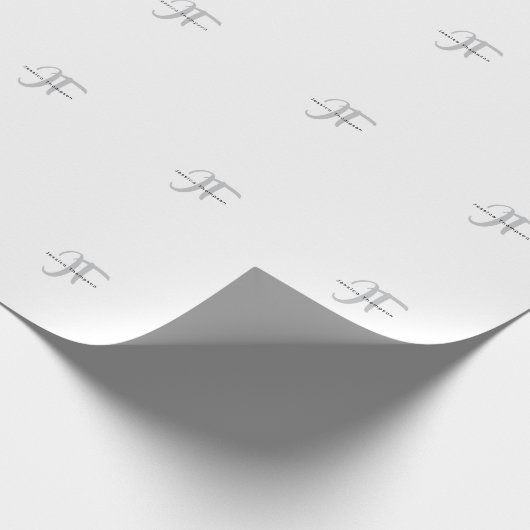 Modern Elegant Plain Professional Name Monogram Geschenkpapier (Ecke)