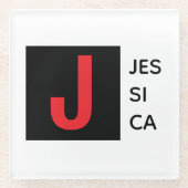 Modern Elegant Plain Professional Name Monogram Glasuntersetzer (Vorderseite)