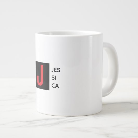 Modern Elegant Plain Professional Name Monogram Jumbo-Tasse (Vorderseite Rechts)