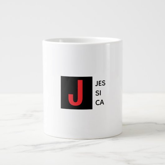 Modern Elegant Plain Professional Name Monogram Jumbo-Tasse (Vorderseite)