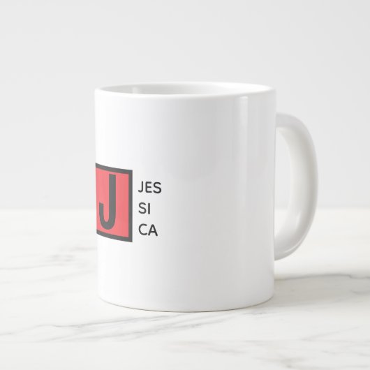 Modern Elegant Plain Professional Name Monogram Jumbo-Tasse (Vorderseite Rechts)