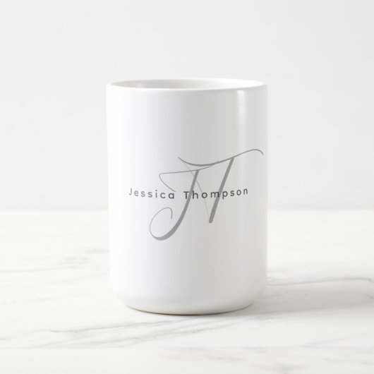 Modern Elegant Plain Professional Name Monogram Kaffeetasse (Mittel)