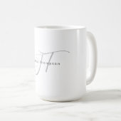 Modern Elegant Plain Professional Name Monogram Kaffeetasse (VorderseiteRechts)