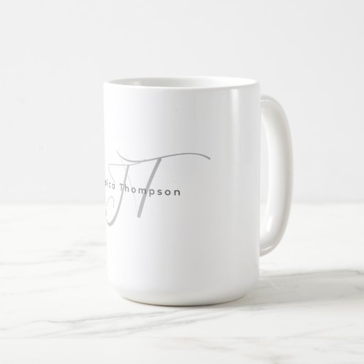 Modern Elegant Plain Professional Name Monogram Kaffeetasse (VorderseiteRechts)