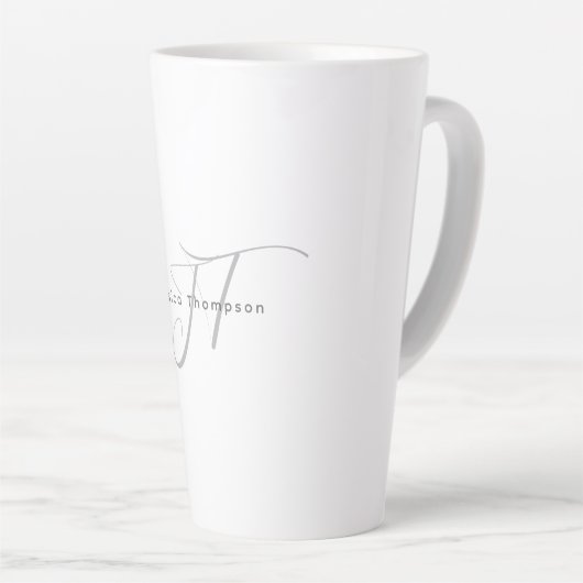 Modern Elegant Plain Professional Name Monogram Milchtasse (Rechte Ecke)