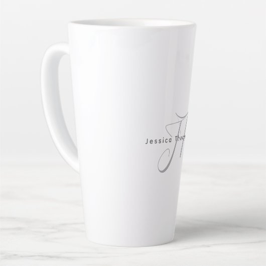 Modern Elegant Plain Professional Name Monogram Milchtasse (Linke Ecke)
