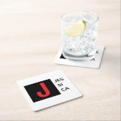 Modern Elegant Plain Professional Name Monogram Rechteckiger Pappuntersetzer (Vor Ort)