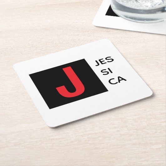 Modern Elegant Plain Professional Name Monogram Rechteckiger Pappuntersetzer (angewinkelt)