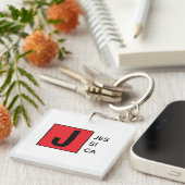 Modern Elegant Plain Professional Name Monogram Schlüsselanhänger (Vorderseite rechts)