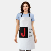 Modern Elegant Plain Professional Name Monogram Schürze (Getragen)