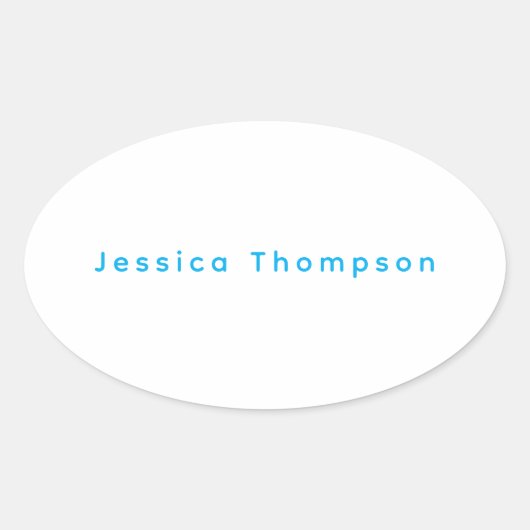 Modern Elegant Plain Simple Professional Name Ovaler Aufkleber (Vorderseite)