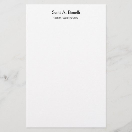Modern Elegant Plain Simple White Special Briefpapier (Vorderseite)