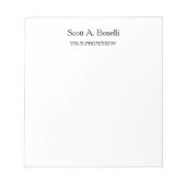 Modern Elegant Plain Simple White Special Notizblock (Vorderseite)