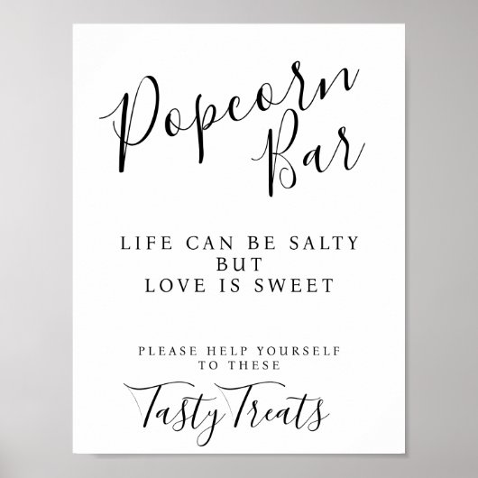 Modern Elegant Popcorn Bar wedding sign Poster (Vorne)