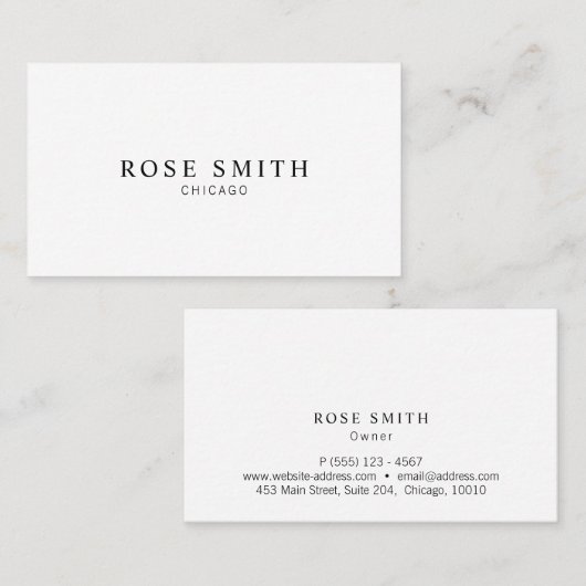 Modern Elegant Professional Black and White Visitenkarte (Vorne/Hinten)