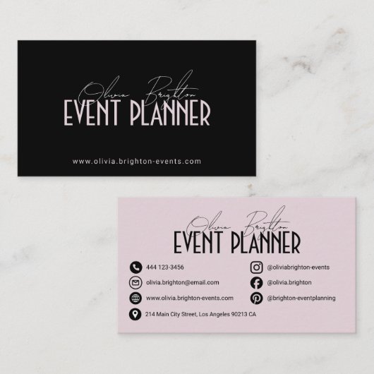 Modern Elegant Professional Event Planner Visitenkarte (Vorne/Hinten)
