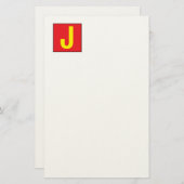 Modern Elegant Professional Monogram Red Yellow Briefpapier (Vorne/Hinten)