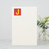 Modern Elegant Professional Monogram Red Yellow Briefpapier (Stehend Vorderseite)