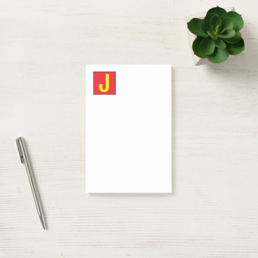 Modern Elegant Professional Monogram Red Yellow Post-it Klebezettel (Büro)
