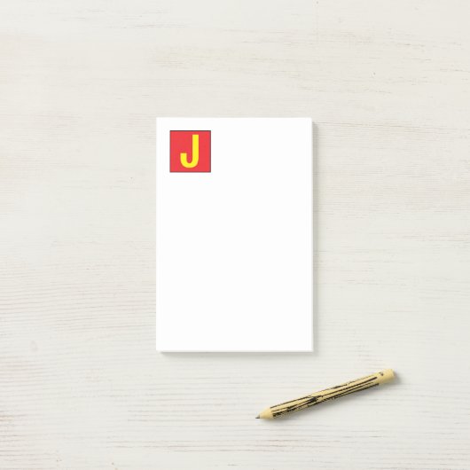 Modern Elegant Professional Monogram Red Yellow Post-it Klebezettel (Auf Schreibtisch)